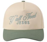 MIRMARU Two-Tone Vintage Canvas Trucker Hats for Men & Women, Adjustable Size Baseball Caps with Trendy Embroidered Design, Y'all Need Jesus,sage, One size