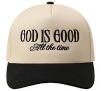 MIRMARU Two-Tone Vintage Canvas Trucker Hats for Men & Women, Adjustable Size Baseball Caps with Trendy Embroidered Design, God is Good All the Time,black, One size