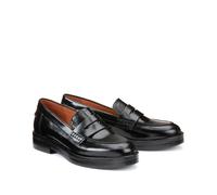Mirna Leather Loafers with Chunky Heel Black