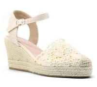 Miro Boho Chic Espadrilles Women's Jute Wedge with Bracelet Espadrilles Summer Crochet Sandals Comfortable Fresh Ibizan Style, beige, 6 UK