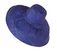 Miro Boho Chic - Large Ibiza Hat - Practice and Chic Large Brim Pamela Made in Madagascar Raffia - Pamelas for Weddings and Fascinators - Beach Hat Woman Straw - Godmother Wedding, Blue Petrol, One