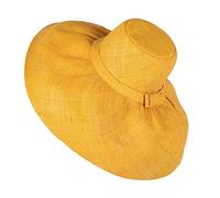 Miro Boho Chic - Large Ibiza Hat - Practice and Chic Large Brim Pamela Made in Madagascar Raffia - Pamelas for Weddings and Fascinators - Beach Hat Woman Straw - Godmother Wedding, mustard yellow, One