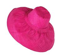 Miro Boho Chic - Large Ibiza Hat - Practice and Chic Large Brim Pamela Made in Madagascar Raffia - Pamelas for Weddings and Fascinators - Beach Hat Woman Straw - Godmother Wedding, fuchsia, One Size