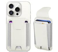 Miroddi 2023 New Upgrade MagSafe Wallet with Privacy Flap Cover, Magnetic Wallet Card Holder for iPhone 14, iPhone 13/12 Models, MagSafe Leather Wallet, Fit 7 Cards, Credit Card RFID Blocking, Creamy