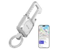 Miroddi Car Keychain with Tracker Key Chain Works with Apple Find My App (iOS Only), Heavy Duty Key Carabiner with Bottle Opener, Key Finder, GPS for Key, Anti-lost Key Finder, Rechargeable, Silver