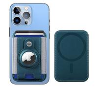 Miroddi Magsafe Leather Wallet, Magsafe Wallet with AirTag Holder for iPhone 14 Pro Max/14 Pro/14/13/12 Airtag Wallet Magsafe, Magnetic Card Holder for Back of iPhone 13, Blue, Minimalist