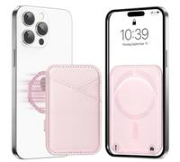 Miroddi MagSafe Magnetic Wallet for iPhone 16/15/14/13/12, 3mm Ultra-Thin Invisible Magnetic Wallet, 2 Independent Card Slots, Vegan Leather, Pink