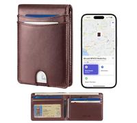 Miroddi Men's Wallet with AirTag Holder, Brown, With Find My