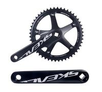 MIRODO 165mm Track Bike Crankset 144BCD Aluminum Alloy Lightweight Square Hole Cranks 48T/49T Positive Negative Chainrings For Fixed Gear & Single Speed Bicycles(Black,48T)