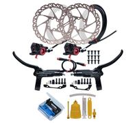 MirOdo 2-Piston E-Bike Hydraulic Disc Brake Set 2-Pin Split Power-Off Disc Brake With Front Rear 2300mm Hoses/160mm Rotors/Tools Right Mount For Electric Bike/Electric Scooter(Black)