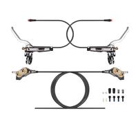 MIRODO E-Bike Hydraulic Disc Brake Set 4-Piston Bilateral Brake With 2-Pin Magnetic Sensor Power-Off Connection/Alu Alloy Caliper & Handle/Front Rear 2300mm Hose Split Brakes(Silver Gray)