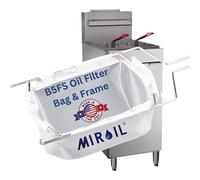MirOil B5FS Fryer Oil Filter Bag & Frame Combo, Polishing Hot & Cold Cooking Oil for Oil Filtration for Deep Fryers, Fits on Top of Fryer Oil Filter Pot, Pail and Storage Containers, Extends Oil Life