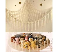 mirolam Stuffed Animal Storage Hammock - Baby Toy Hammock Net for Stuffed Animals Cute Room Decor -Large Stuff Animal Organizer Holder for Plush Plushie - Kids Nursery Beige Bedroom Home Decor