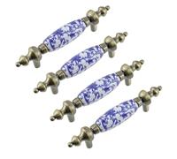 Mironey 3" Holes Center to Center Blue and White Porcelain Drawer Knob Blue Flower Knobs Hardware Blue Floral Cabinet Pulls Ceramic Antique Bronze Cabinet Drawer Pull Pack of 4