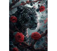 MIRONS 5D Diamond Art Kits for Adults, Flowers and Black Panther Diamond Painting Cross Stitch Kits,Full Drill Crystal Rhinestone Embroidery Pictures Arts Crafts for Adults 40x50