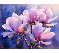 MIRONS 5D Diamond Painting, Blooming Magnolia Flower, E DIY Diamond Painting Set Diamond Painting Pictures DIY Embroidery Painting Kits for Home Wall and Entrance Decorations,30 * 40cm