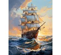 MIRONS 5D Diamond Painting, Sailing Ship Sailing On Sea,A,50 * 70cm DIY Diamond Painting Set Diamond Painting Pictures DIY Embroidery Painting Kits for Home Wall and Entrance Decorations
