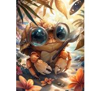 MIRONS Cross Stitch Embroidery Kits for Beginners, Hermit Crab On The Beach,Q,30 * 40cm 11CT Stamped Cross Stitch Kits, Full Range of Embroidery Starter Kit, Tools Sewing Art Craft