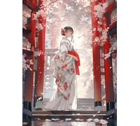 MIRONS Cross Stitch Kits for Adults, Beautiful Kimono Girl,M,50 * 70cm Cross Stitch Kit with Pattern and Instructions, 11CT Full Range of Embroidery Kits, Color Threads and Tool