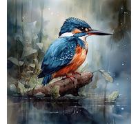 MIRONS Cross Stitch Kits for Adults, Beautiful Kingfisher,J 40 * 50cm Stamped Cross Stitch Kits with Needles Scissor Threaders, 11CT DIY Printed Embroidery Kit for Home Wall Decor