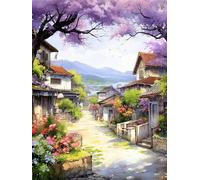 MIRONS Cross Stitch Kits for Adults, Beautiful Village Watercolor Painting,A,50 * 70cm 11CT Printed Cross Stitch Kits,Stamped Embroidery Kits for Adults Wall Art Home Decoration