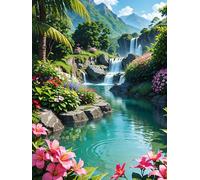 MIRONS Cross Stitch Kits for Adults, Beautiful Waterfall Landscape Painting,J 11CT Pre Printed Stamped Counted Cross Stitch Kits, Easy Cross Stitch Patterns, Embroidery Kits for Adults Beginners