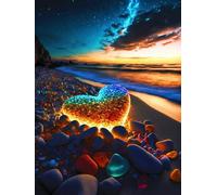 MIRONS Cross Stitch Kits for Adults Beginners, Dream Beach,Q,40 * 50cm Pre-Printed Stamped Embroidery Kits Pattern 11CT Needlework Kit DIY Artwork for Adults Girls Home Wall Decoration