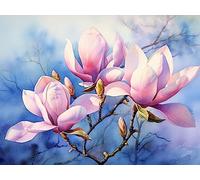MIRONS Cross Stitch Kits for Adults, Blooming Magnolia Flower, A 40 * 50cm Pre-Printed Stamped Embroidery Kits 11CT Needlework Kit DIY Artwork for Adults Kids Girls Home Wall Decoration