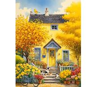 MIRONS Cross Stitch Kits for Adults, Garden House in Golden Autumn,H 11CT Stamped Counted Cross Stitch Kits, Easy Cross Stitch Patterns, Embroidery Kits for Adults Beginners Kids