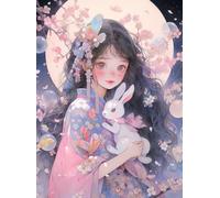 MIRONS Cross Stitch Kits for Adults, Girl Holding a Rabbit, H, 30 * 40CM 11CT Pre Printed Stamped Counted Cross Stitch Kits, Easy Cross Stitch Patterns, Embroidery Kits for Adults Beginners