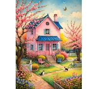 MIRONS Cross Stitch Kits for Adults, Picturesque House Courtyard,D 11CT Pre Printed Stamped Counted Cross Stitch Kits, Easy Cross Stitch Patterns, Embroidery Kits for Adults Beginners