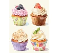 MIRONS Cross Stitch Pre-Printed Kits, Cupcakes,A,50 * 70cm Needlework Full Range of Embroidery Starter Kits for Beginners DIY 11CT Stamped 3 Strands