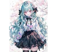 MIRONS Diamond Art Kits Adults, Cute Manga Girl,A,50 * 70cm Diamond Painting Kits, Cross Stitch Full Drill Shiny Diamond Embroidery Pictures Arts Craft for Home Wall Decor Gift