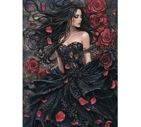 MIRONS Diamond Art Kits, Woman and Rose Flower 5D Diamond Painting Kits for Adults Full Drill Diamond Painting Kits Diamond Art Kits Crystal Picture Art for Home Decor 40x50