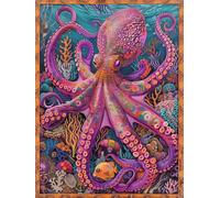 MIRONS Embroidery Kit for Adults, Octopus Pattern,L,40 * 50cm 11CT Stamped Cross Stitch Kits with Pattern Stamped Embroidery Threads Needles Easy Handmade Needlepoint Kits