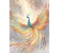MIRONS Embroidery Kit for Beginners, Mythical Phoenix,T,30 * 40cm Stamped Cross Stitch Kit for Adults,Cross Stitching Kits Embroidery Starter Kit for Home Decor 11CT