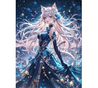 MIRONS Embroidery Starter Kit, Anime Girl,F,30 * 40cm Pattern Stamped Cross Stitch Kits with Needles Scissor Threaders, 11CT Printed Cross Stitch Kit for Home Wall Decor