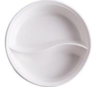 MIROOOO Dinner Plates Creative Pure White Ceramic Double-Compartment Soup Bowl, Household Fruit Salad Bowl, Divided Vegetable Bowl Kitchen Salad Bowl(M)