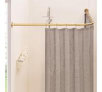 Mirooyu L Shaped Corner Shower Curtain Rail, [100-172 cm] x [140-212 cm] Heavy Duty 90 Degree Adjustable Shower Rod Pole for Bathroom, Bathtub & Outdoor with 12 Hooks & Ceiling Support