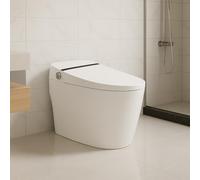 Miroro Smart Toilet with Built-In Bidet, Heated Seat, Warm Water and Dry, with Foot Sensor and Temperature Display, Auto Flush, Auto Open & Close Lid, Wireless Remote Control