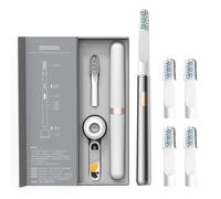 Miroshine Electric Toothbrush, Miroshine Toothbrush with 2/4 Replacement Toothbrush Heads, 32000 Vibrations, 3 Brushing Modes, Lasts for 6-8 Weeks on 1 Single Charge, Ipx7 Waterproof (Gray 4pcs)