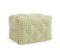 MIROSIE Handmade Makeup Bag, Skincare Zipped Organizer Pouch,Cotton Travel Cosmetic Bag,Small Gingham Beauty Purse for Women Girls, Green