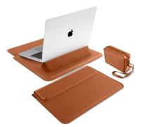 MiRowy 13-14 Inch Protective Laptop Sleeve Case with Stand, for MacBook Pro/MacBook Air 2025-2021, iPad Pro/iPad Air/Surface/Dell/Lenovo/HP/ASUS/Acer PU Leather Laptop Case, (13-14 Inch | Brown)