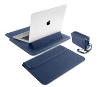 MiRowy 13-14 Inch Protective Laptop Sleeve Case with Stand, for MacBook Pro/MacBook Air 2025-2021, iPad Pro/iPad Air/Surface/Dell/Lenovo/HP/ASUS/Acer PU Leather Laptop Case, (13-14 Inch | Dark Blue)