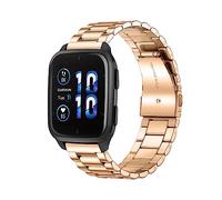 MiRowy 20mm Metal Watch Band for Garmin Forerunner 570/165/165 Music/Approach S50/S44, Replacement Watch Straps for Garmin Vivoactive 6/Vivoactive 5/Venu Sq 2/2 Plus/Sq 2 Music Edition, Rose Gold