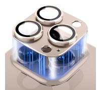 MiRowy Compatible with iPhone 16 Pro/iPhone 16 Pro Max Camera Lens Protector, Metal Aluminum Alloy Tempered Glass Lens Cover, Desert Titanium