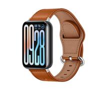 MiRowy Leather Strap for Xiaomi Smart Band 9 Pro/Xiaomi Smart Band 8 Pro, Soft Breathable Leather Wristband Buckle Clasp Bracelet Replacement Strap for Xiaomi Mi Band 9 Pro/Mi Band 8 Pro, Brown