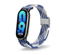 MiRowy Strap for Xiaomi Smart Band 10/Xiaomi Smart Band 9/Mi 8, Braided Solo Loop Elastic Soft Nylon Bracelet, Sport Replacement Watch Bands, Blue White