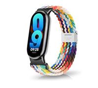 MiRowy Strap for Xiaomi Smart Band 10/Xiaomi Smart Band 9/Mi 8, Braided Solo Loop Elastic Soft Nylon Bracelet, Sport Replacement Watch Bands, Rainbow