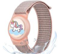 MIRPARVA Kids Bracelet for AirTag, Waterproof Nylon Hidden GPS Tracker Holders Wristbands Compatible with AirTag, Adjustable Watch Strap for Child Toddler (pink horse)